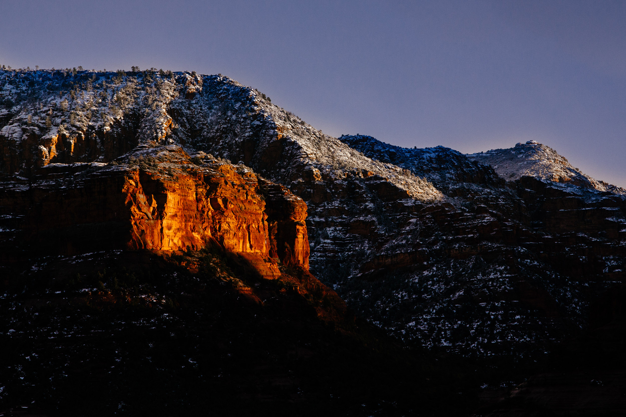 Last light against a Sedona cliff